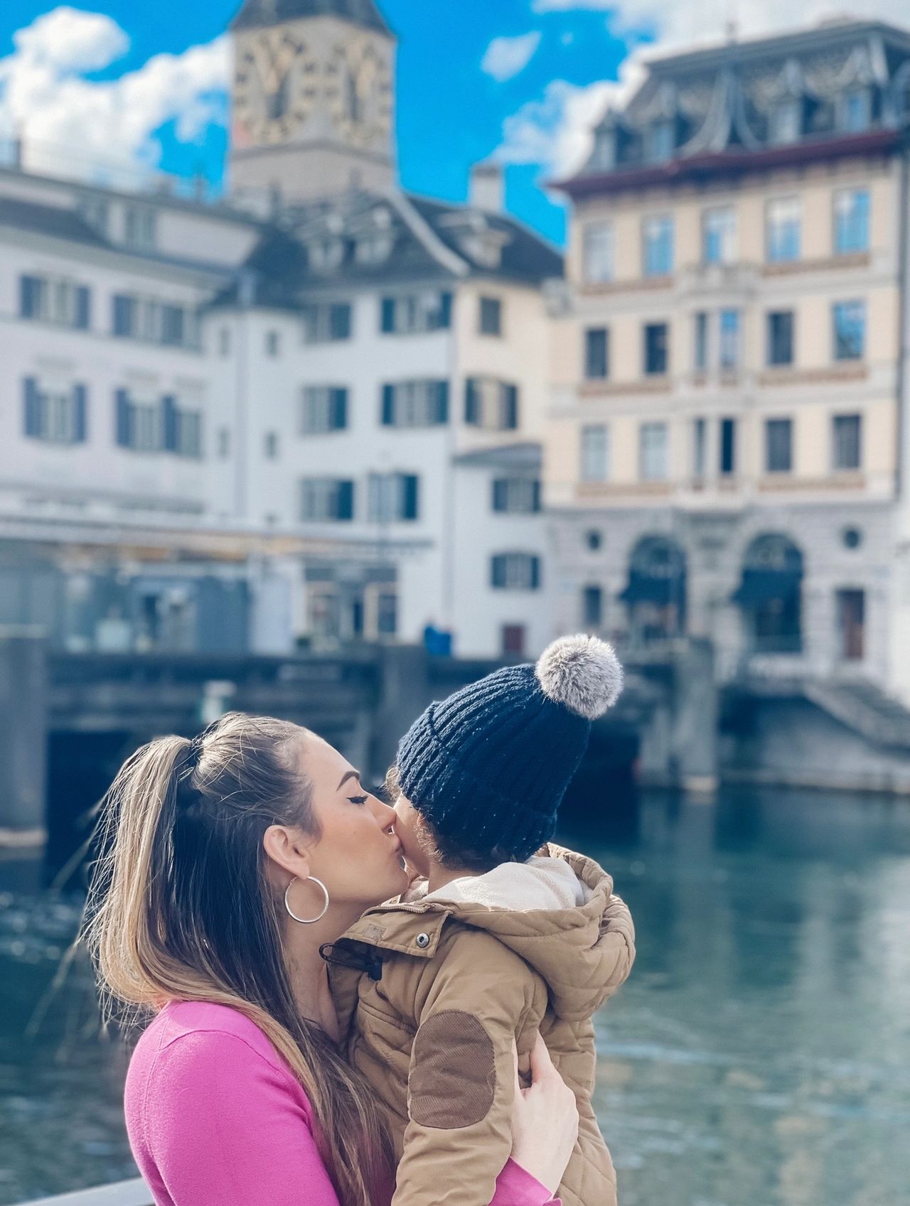 Mel and her son Kai in Switzerland
