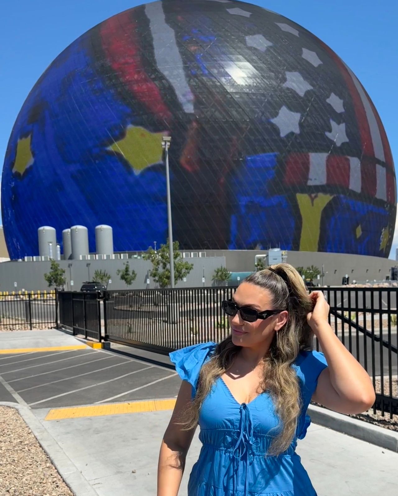 Checking out the Sphere near the Sphere Las Vegas
